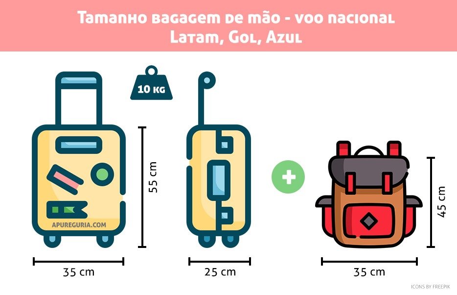 tamanho bagagem de mao voo nacional