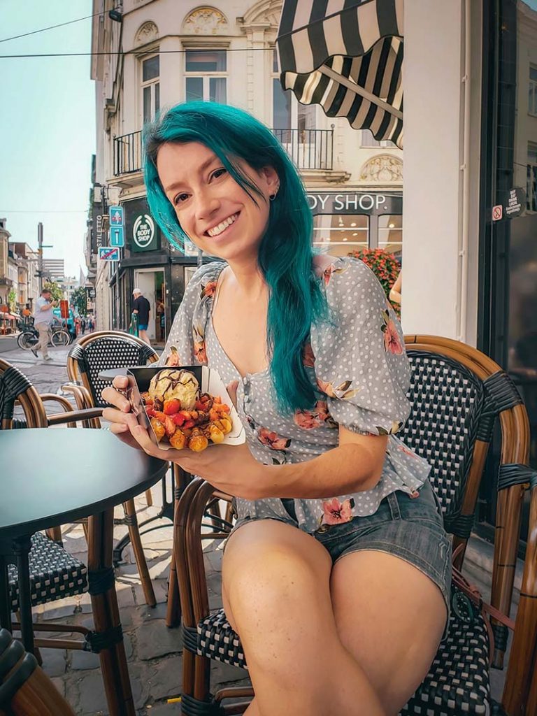 o que comer em gent belgica waffle com sorbete